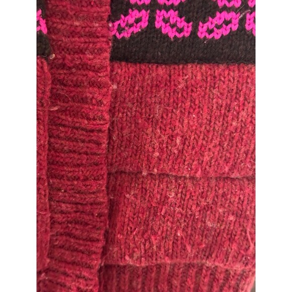 Free People Chunky Knit Sweater Vest Red Pink Blue Fair Isle Boho Small - Picture 9 of 9